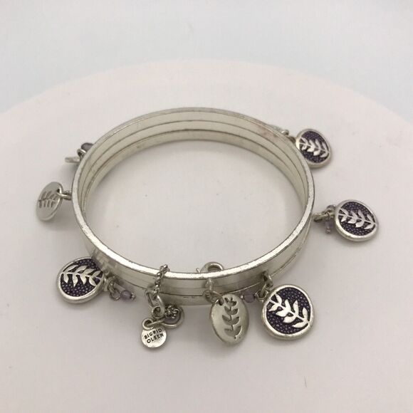 Sigrid Olsen Silver Tone Charm Bracelets Set of 3 Bangles Leaf Chain - Picture 11 of 11